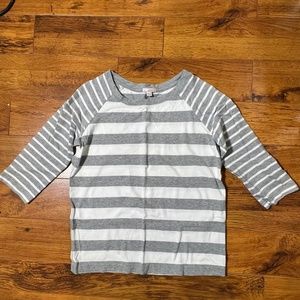 GAP Women's 3/4 Sleeve Mixed Stripe Shirt Cotton - Grey & White - Size XS